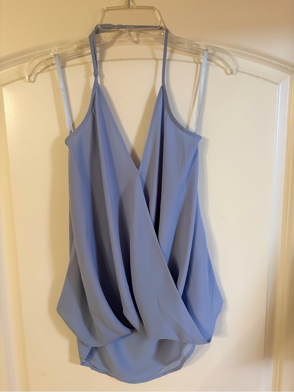 Powder Blue Draped V-Neck Blouse